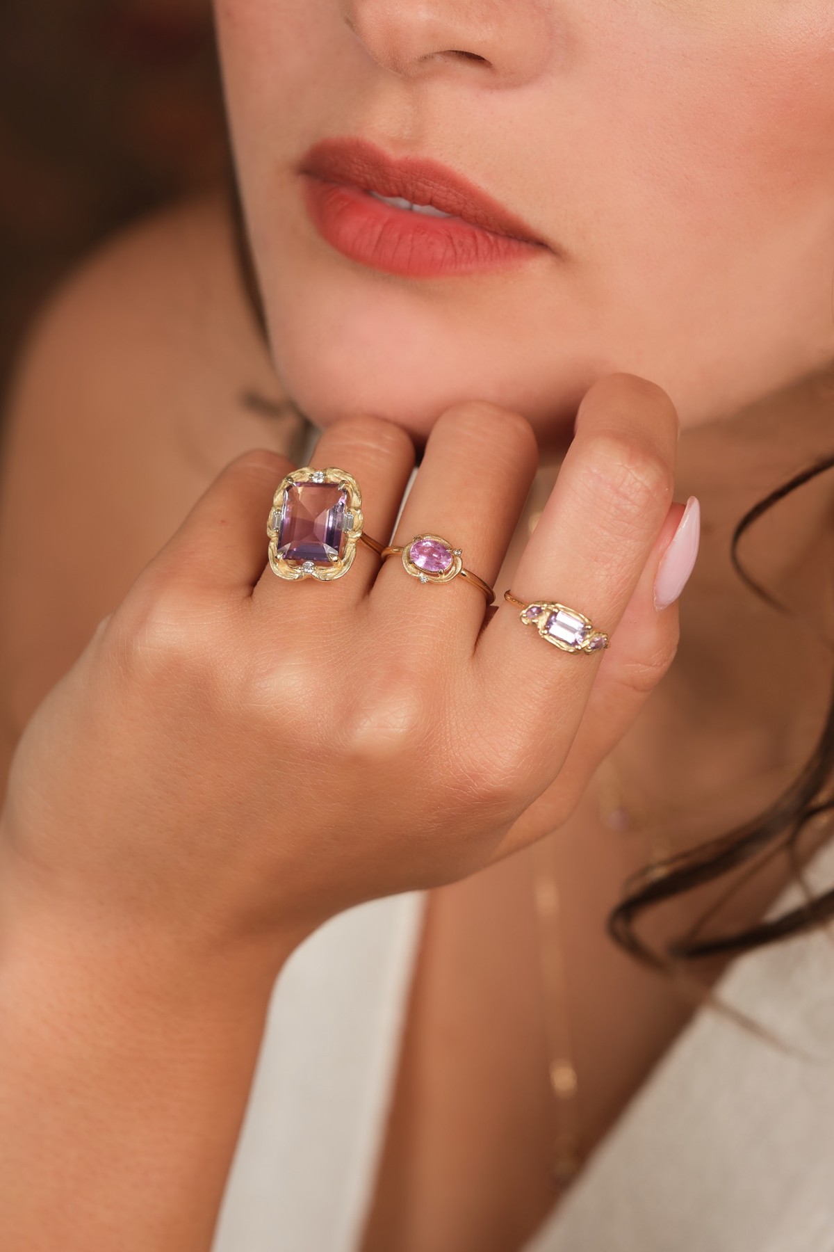 Close-up of rings worn on a hand